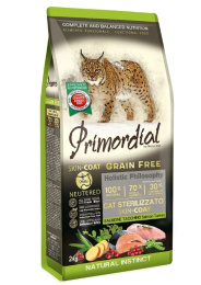 Сухой корм для стерилизованных кошек Primordial Cat Neutered Skin&Coat Adult Cat (лосось, индейка)