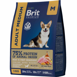 Сухой корм для собак средних пород Brit Premium Dog Adult Medium (курица)