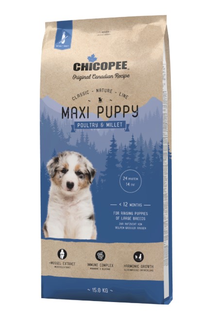 Сухой корм для щенков Chicopee CNL Maxi Puppy Poultry & Millet (птица, просо) (15 кг)