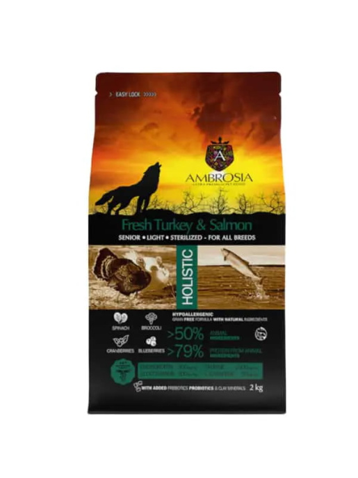 Сухой корм для собак Ambrosia Grain Free Dog Adult Light (индейка, лосось) (12 кг)