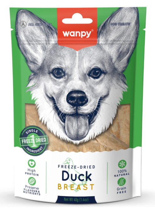 Лакомство сублимированное для собак Wanpy Dog (утка) (40 гр)
