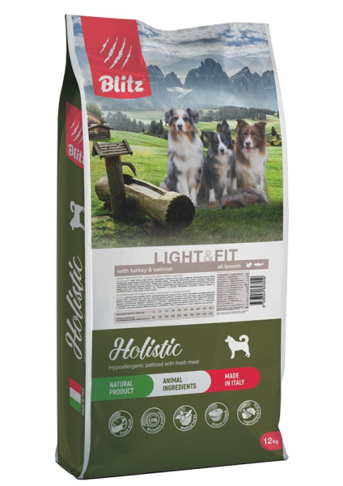 Сухой корм для собак Blitz Holistic Adult Light & Fit (индейка, лосось) (1.8 кг)