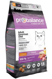 Сухой корм для кошек Probalance Cat Gourmet diet Adult Beef&Rabbit (говядина, кролик)