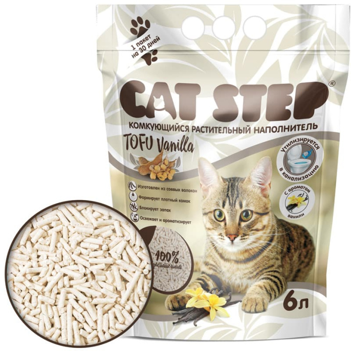 Соевый наполнитель Cat Step Tofu Vanilla (6л (2,8 кг))