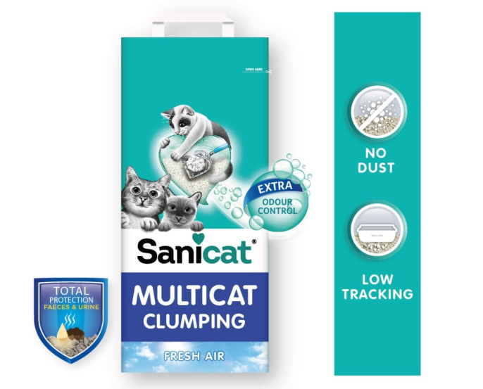 Наполнитель бентонитовый Sanicat Clumping Multicat (без запаха) (12 л)