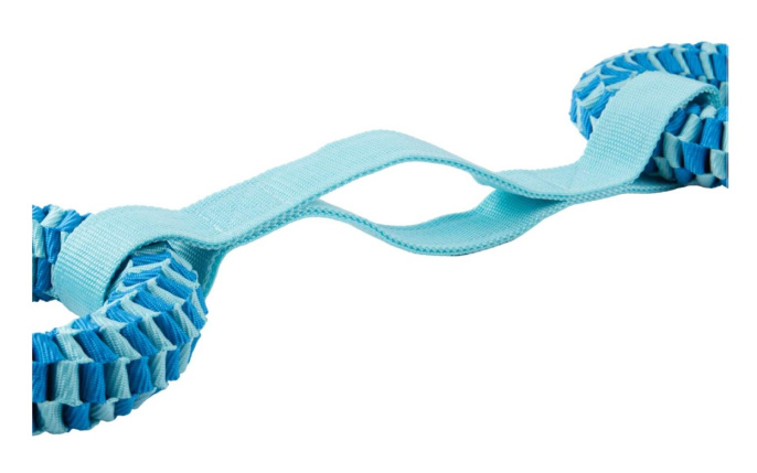 Игрушка-перетяжка для собак Mr.Kranch Плетеное кольцо-спираль двойное на ленте (12 см, голубая)