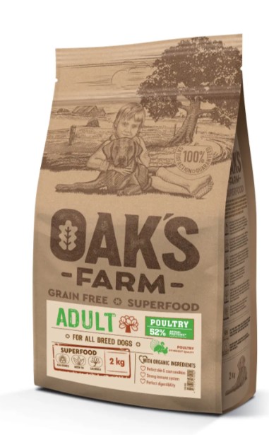 Сухой корм для собак OAK'S FARM Grain Free Adult All Breed Dogs (домашняя птица) (12 кг)