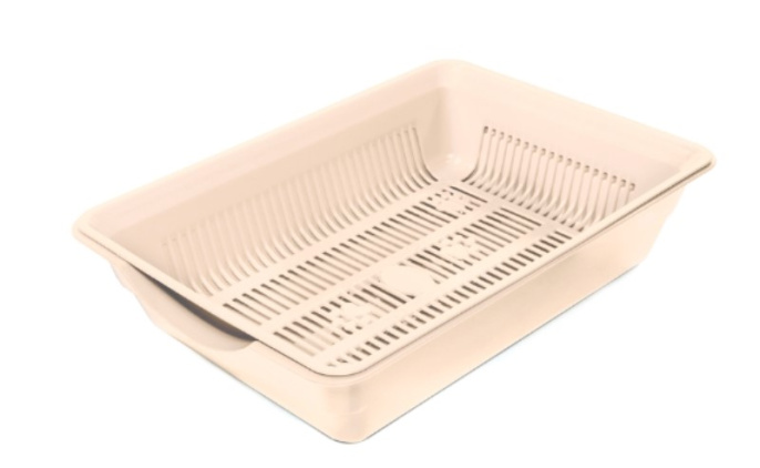 Туалет для кошек высокий с цветной сеткой Gamma Лапки 350х250х90 мм (бежевый 350х250х90 мм)