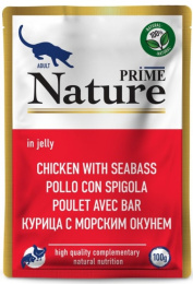 Влажный корм для кошек PRIME NATURE Adult Cat в желе (курица, морской окунь)
