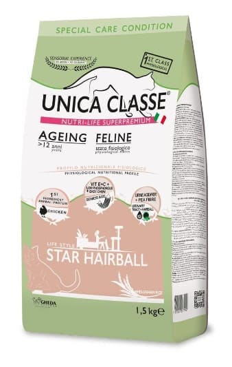 Сухой корм для кошек Unica Classe Ageing Feline Star Hairball (Курица)