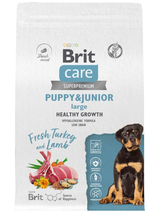 Сухой корм для щенков Brit Care Dog Puppy&Junior L Healthy Growth (индейка, ягненок) (3 кг)