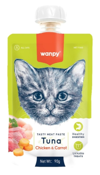 Лакомство для кошек Wanpy Cat Мясное пюре из тунца (90 гр)