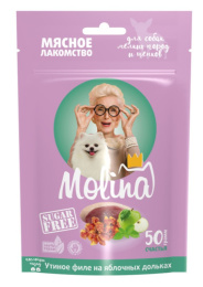 Molina Лакомство для собак мелких пород и щенков Утиное филе на яблочных дольках