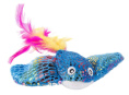 Игрушка для кошек Mr.Kranch Скат плюшевая с кошачьей мятой и перышками голубая (16 см)