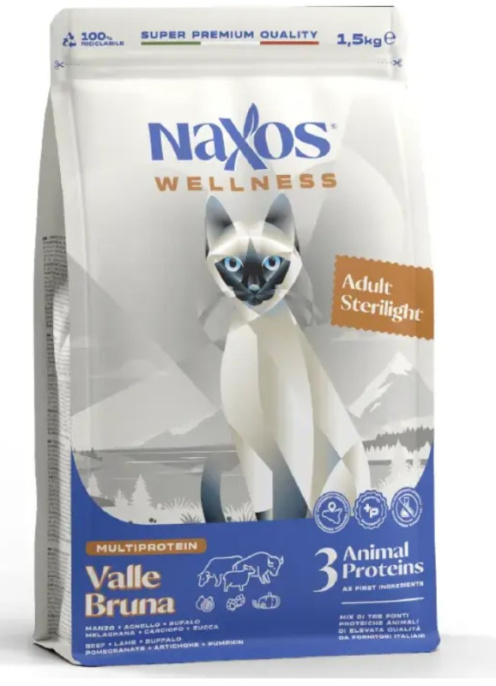 Сухой корм для кошек Adragna Naxos Wellness Adult Sterilight (говядина, ягненок, буйвол) (1,5 кг)