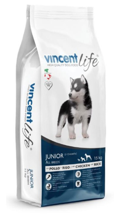 Сухой корм для щенков Vincent Life Junior (курица, рис) (15 кг)