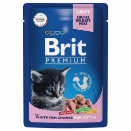 Влажный корм для котят Brit Premium Kitten White Fish (белая рыба) 85 гр