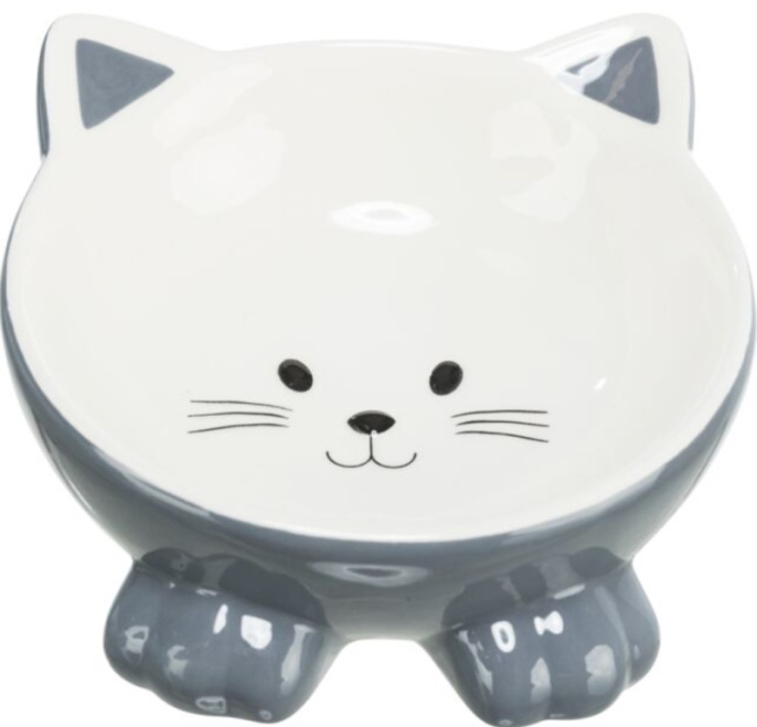 TRIXIE Миска керамическая для кошек Кошачья мордочка, 0,15 л. (14см)
