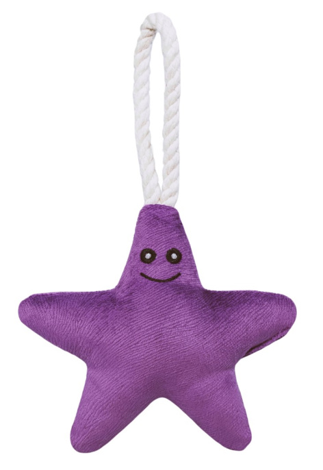 Игрушка для собак мелких и средних пород Mr.Kranch Звездочка с канатом и пищалкой 26х16х5см (Ярко-розовая)