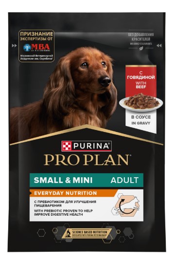 Влажный корм для собак Pro Plan EveryDay Nutrition Small & Mini Adult в соусе (говядина) (85 гр)