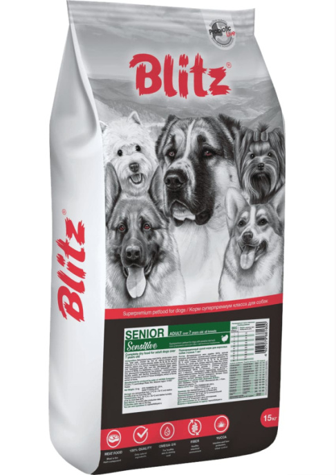 Сухой корм для собак Blitz Sensitive Senior Dog All Breeds (индейка) (1.8 кг)