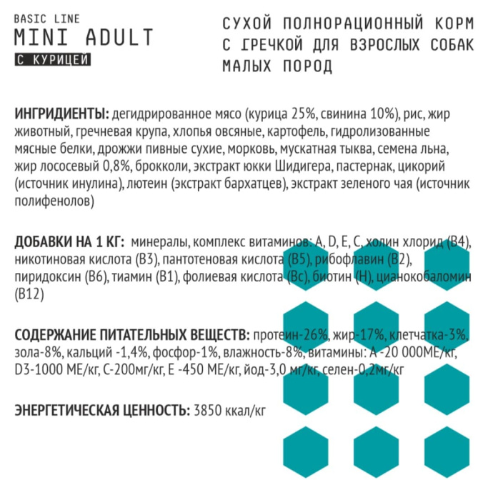 Сухой корм для собак мелких пород AJO Basic Line Mini Adult Dog (8 кг)