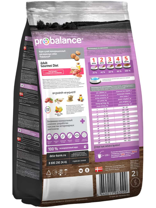 Сухой корм для собак ProBalance Dog Gourmet Diet Beef & Lamb (говядина, ягненок) (2 кг)