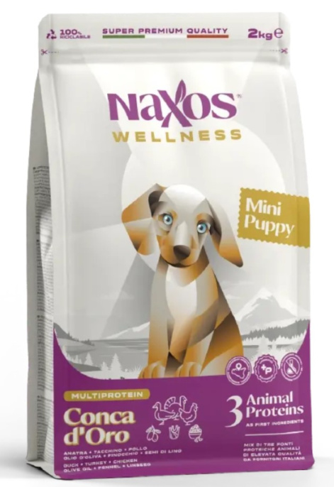 Сухой корм для щенков мелких пород Adragna Naxos Wellness Puppy Mini (утка, курица, индейка) (500 гр.)