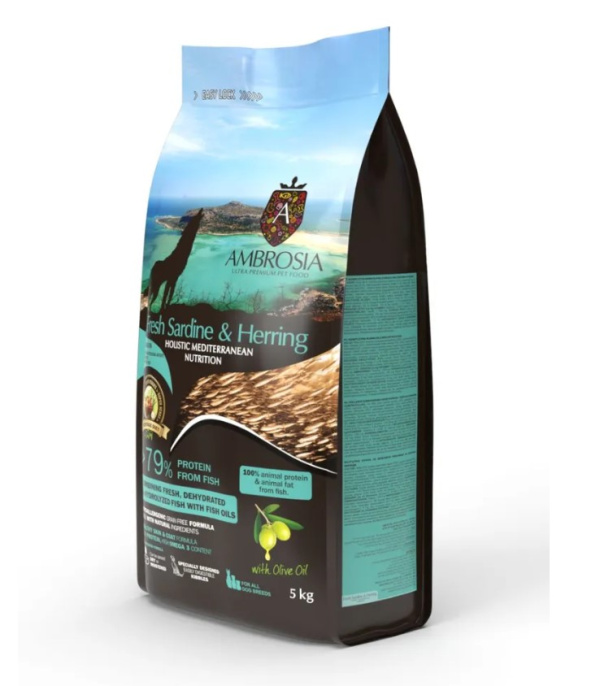 Сухой корм для щенков и молодых собак AMBROSIA MEDITERRANEAN (сардина, сельдь) (1.5 кг)