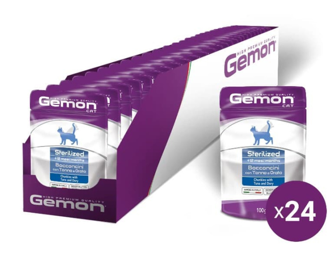 Влажный корм для кошек Gemon Cat Sterilised (тунец, дори)