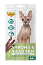 Лакомство для кошек Мнямс лакомые палочки 13,5 см с уткой и кроликом
