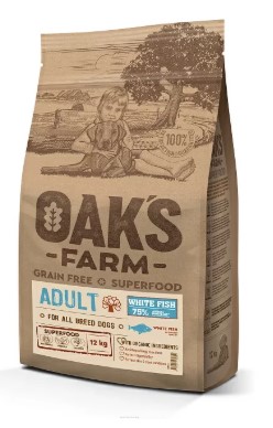 Сухой корм для собак OAK'S FARM Grain Free Adult All Breed Dogs (белая рыба) (2 кг)