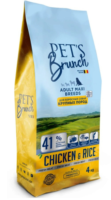 Сухой корм для собак крупных пород Pet's Brunch Adult Maxi Breeds (курица, рис) (4 кг)