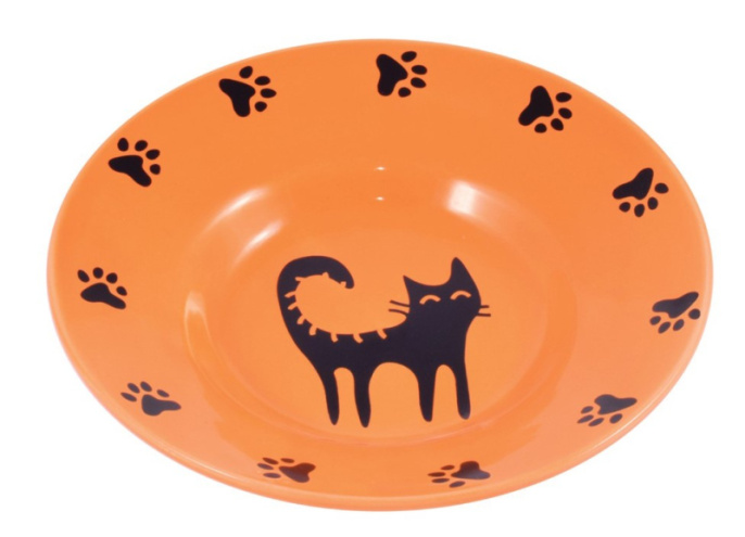 Миска для кошек Mr.Kranch керамическая 140 мл. (Оранжевая)