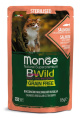 Влажный корм для кошек Monge Cat BWild Sterilised Grain Free (лосось, креветки, овощи) (85 гр.)