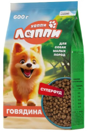 Сухой корм для собак мелких пород Хаппи Лаппи Small Adult (говядина)
