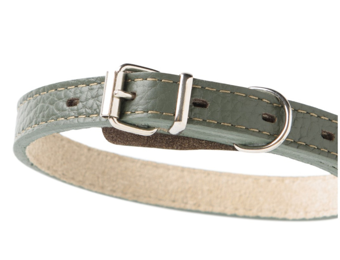 Ошейник для собак Mr.Kranch из натуральной кожи прямой оливковый (48-60 см)