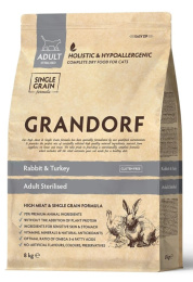 Сухой корм для стерилизованных кошек GRANDORF Rabbit&Turkey STERILISED (кролик, индейка)