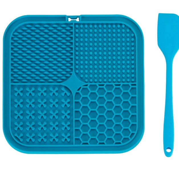 Triol Коврик лизательный для животных силиконовый с лопаткой "Гурман", голубой, 200*200*9мм