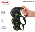Поводок-рулетка Flexi BLACK DESIGN трос, зеленый (S, 12кг/5м)