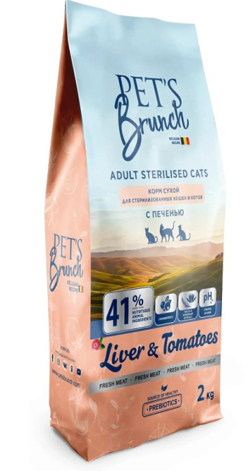 Сухой корм для стерилизованных кошек и котов Pet's Brunch Adult Sterilised Cats (печень) (400 гр)