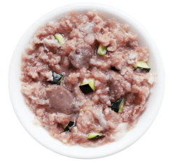 Консервы для щенков Деревенские лакомства "Домашние обеды" вырезка говяжья с сердечками и цукини