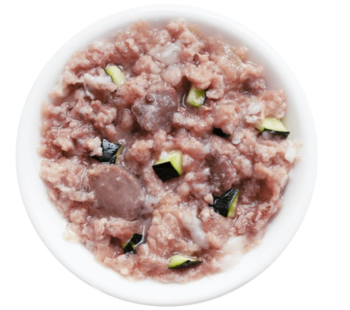 Консервы для щенков Деревенские лакомства "Домашние обеды" вырезка говяжья с сердечками и цукини (100 гр.)