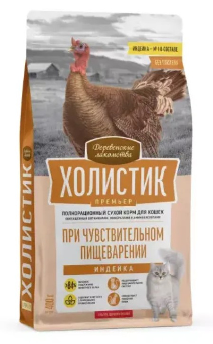 Сухой корм для кошек Деревенские лакомства Холистик Премьер Adult Cat (индейка) (400 гр)