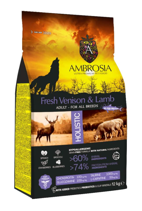 Сухой корм для собак Ambrosia Grain Free Dog Adult All Breed (оленина, ягненок) (2 кг)