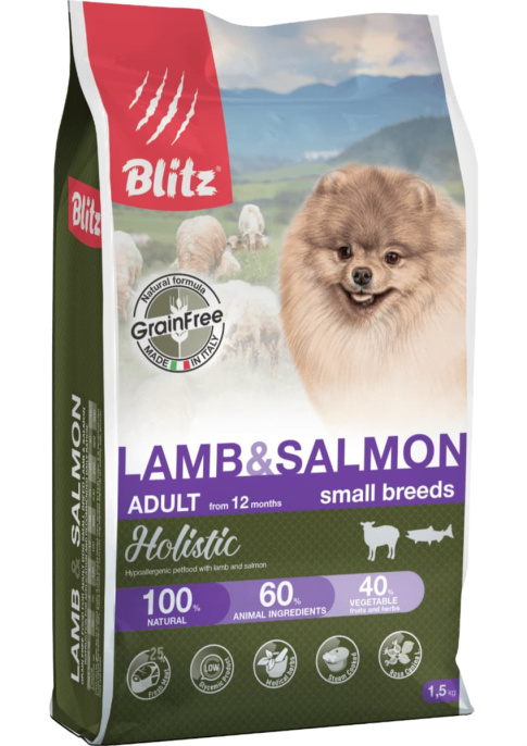 Сухой корм для собак Blitz Holistic Adult Dog Small Breeds (ягненок, лосось)