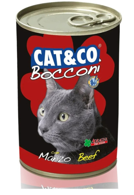 Влажный корм для кошек Adragna Cat&Co (кусочки говядины в соусе) (405 гр.)