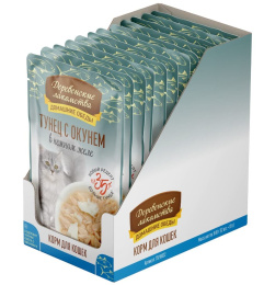 Влажный корм для кошек Деревенские лакомства Тунец с окунем в нежном желе