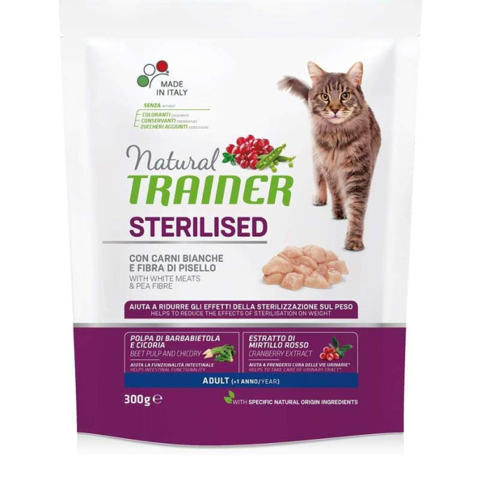 Сухой корм для стерилизованных кошек Trainer Natural Adult Sterilised (белое мясо) (300 гр.)