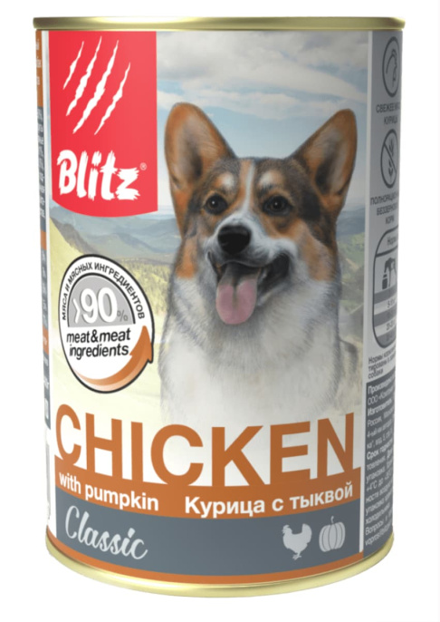 Консервы для собак Blitz Classic Dog (курица, тыква)